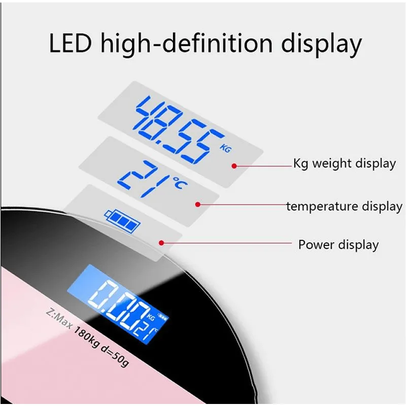180kg Maximum Weight Tempered Glass Body Weight Scale
