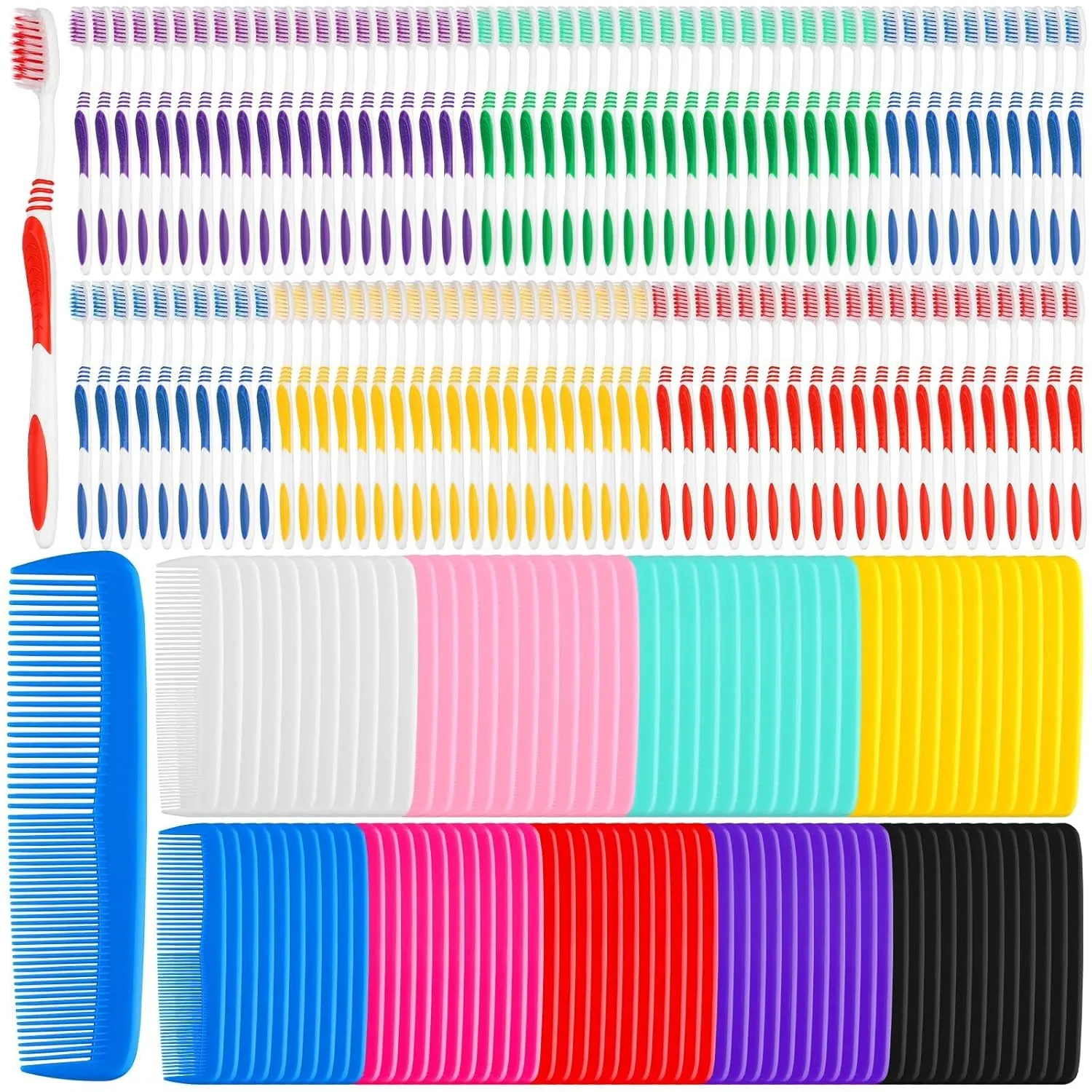 200 Pack Disposable Toothbrushes and Comb for Homeless Individually Wrapped-Suitable for Homeless, Hotel, Airbnb, Shelter, Nursing Home, Charity, Donation