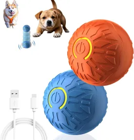 2025 New Interactive Dog Toys Dog Balls,Durable Motion Activated Automatic Rolling Ball Toys for/Small/Medium Dogs(Orange Blue)