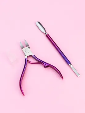2pcs Cuticle Trimmer With Cuticle Pusher, Stainless Steel