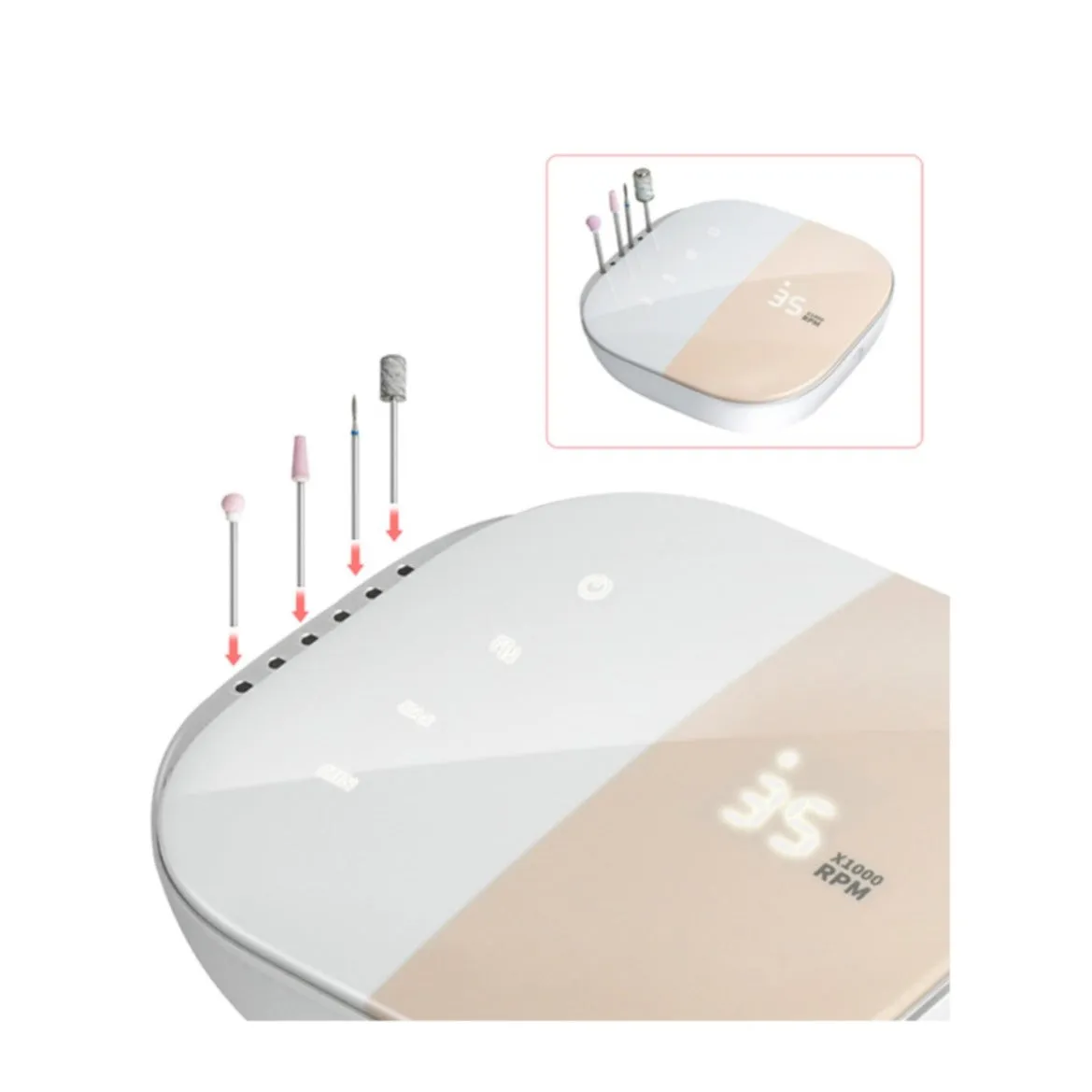 (4in1) Electric nail cutter nail care with HD display polishing tool manicure pedicure - Pink