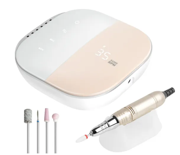 (4in1) Electric nail cutter nail care with HD display polishing tool manicure pedicure - Pink