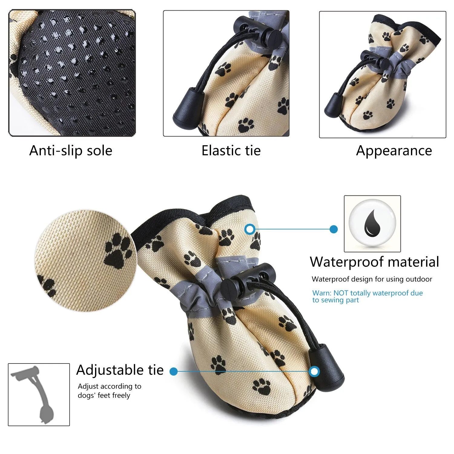 4pcs Winter Pet Dog Shoes Waterproof Anti-Slip Boots Footwear Warm For Small Cats Dogs Puppy Dog Socks Booties