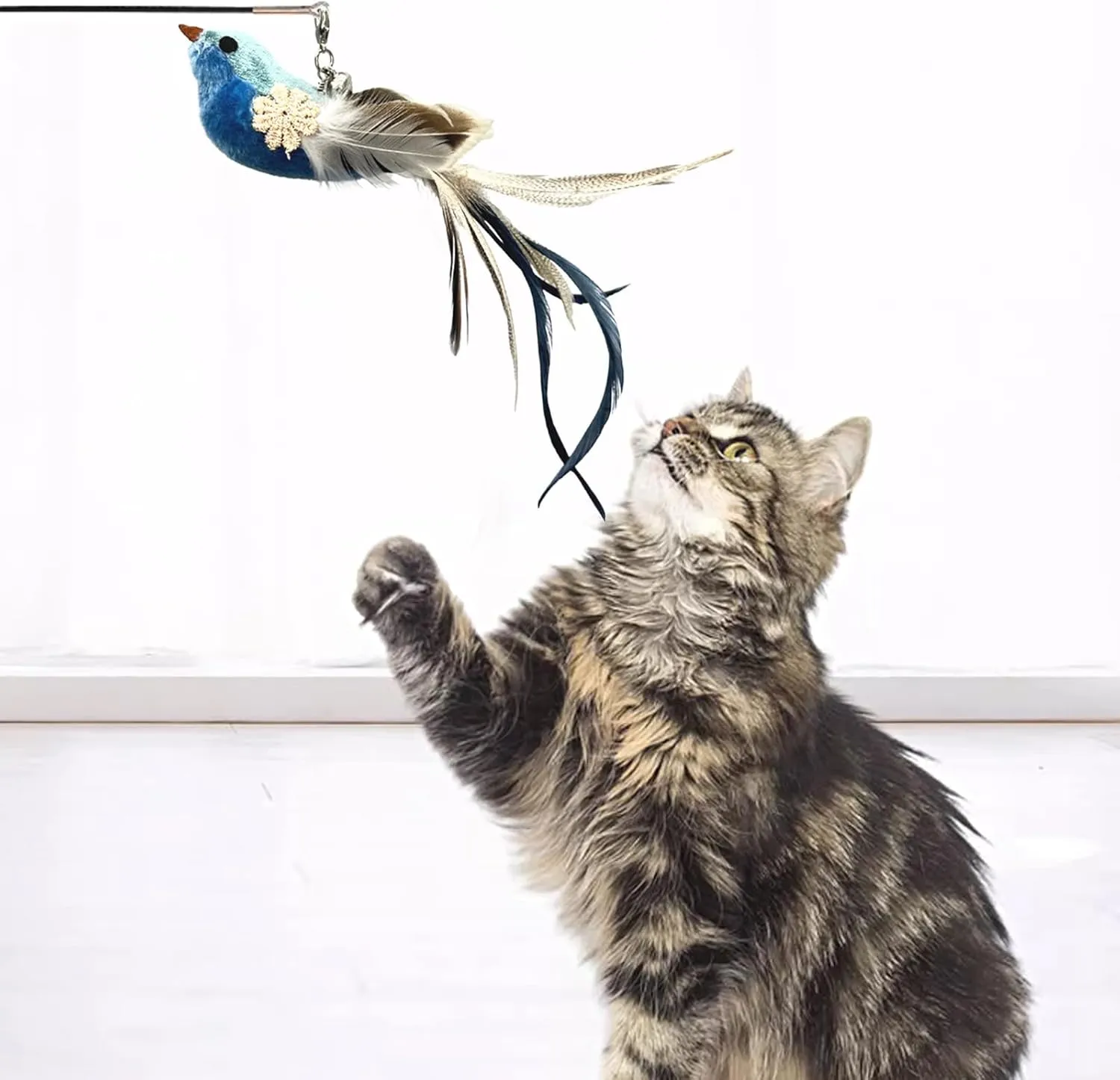 6 Pieces Cat Feather Toys Replacement Bird Cat Toy Wand Refills Cats Toy Replacement Natural Bird Feathers for Cats Toys