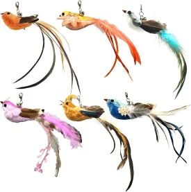 6 Pieces Cat Feather Toys Replacement Bird Cat Toy Wand Refills Cats Toy Replacement Natural Bird Feathers for Cats Toys