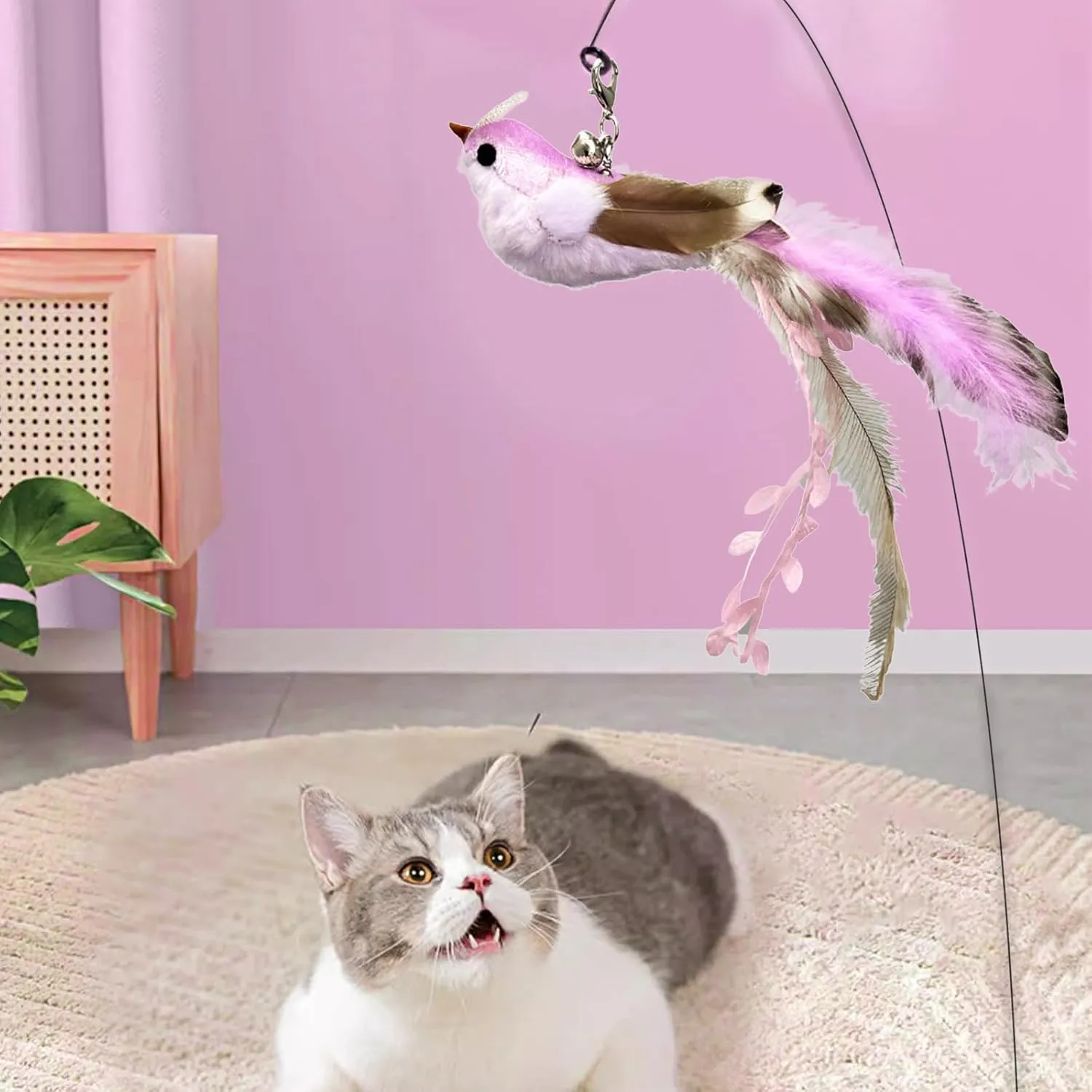 6 Pieces Cat Feather Toys Replacement Bird Cat Toy Wand Refills Cats Toy Replacement Natural Bird Feathers for Cats Toys