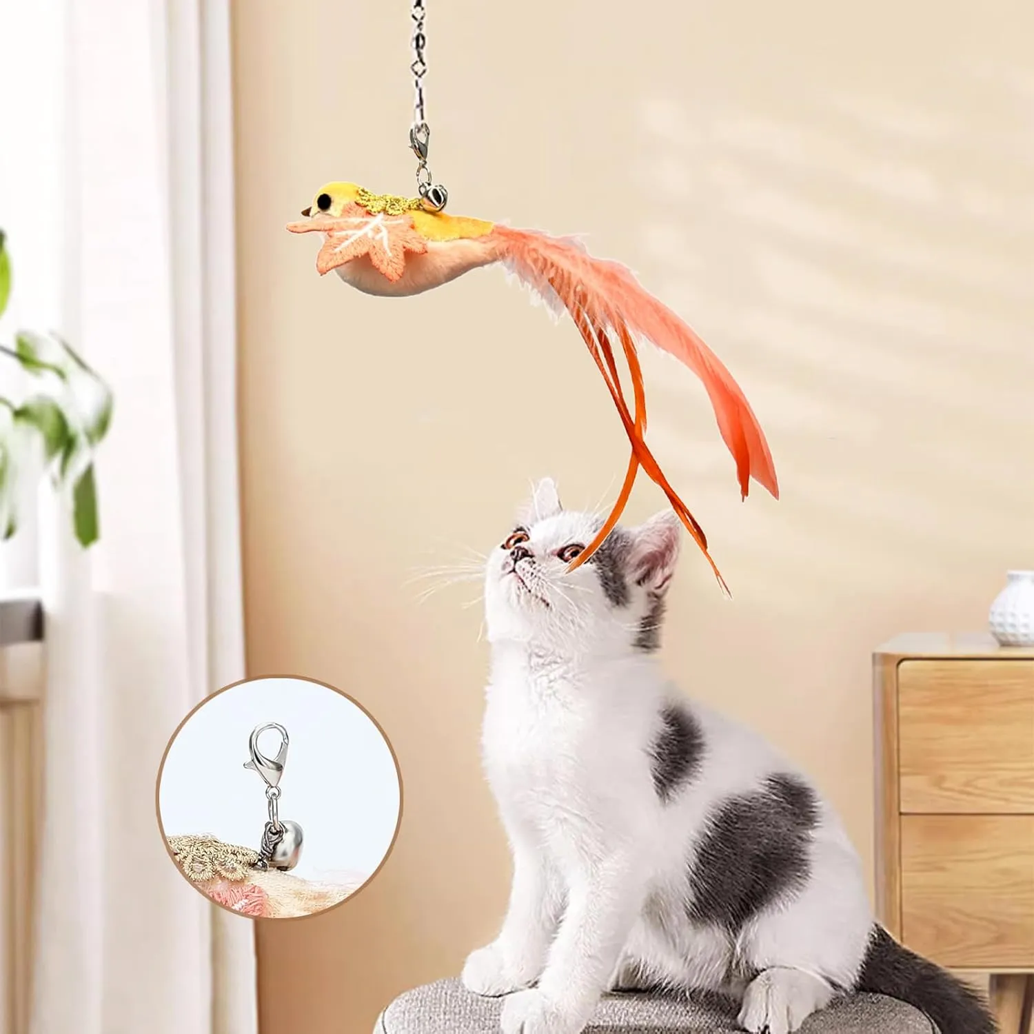 6 Pieces Cat Feather Toys Replacement Bird Cat Toy Wand Refills Cats Toy Replacement Natural Bird Feathers for Cats Toys