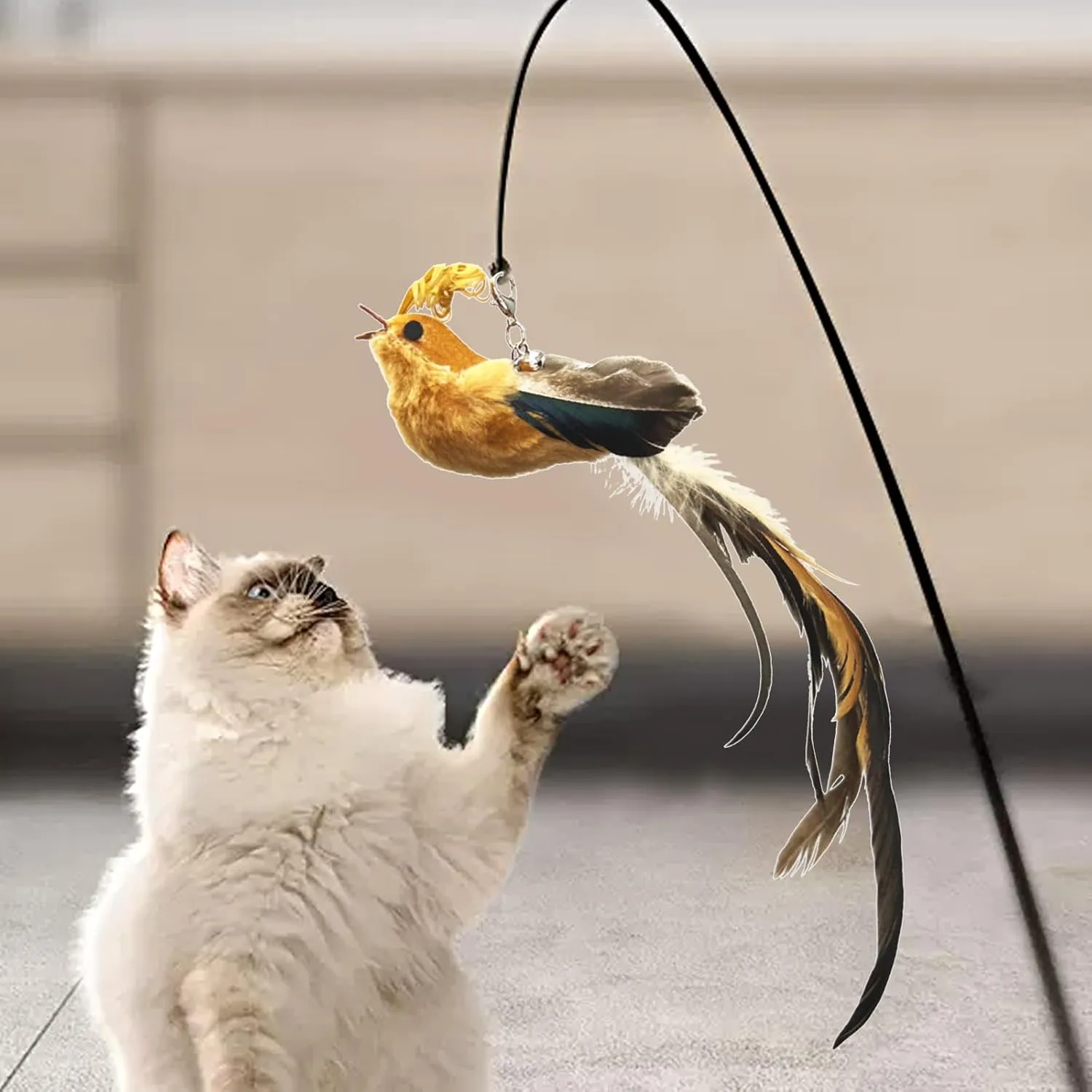 6 Pieces Cat Feather Toys Replacement Bird Cat Toy Wand Refills Cats Toy Replacement Natural Bird Feathers for Cats Toys