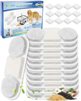 8 Pack Filter & 8 Pump Sponges Pet Water Fountain Filter Compatible with WF120 Dog Water Bowl Dispenser 410oz/3.2Gal/12L, Filters Replacement for Cat Automatic Water Fountain Stainless Steel