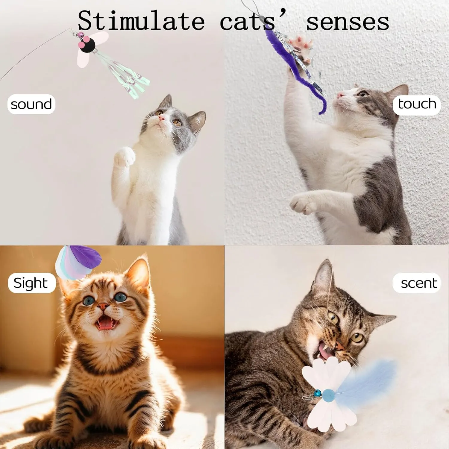8 Pieces Cat Feather Toys Replacement Bird Insect Cat Toy Wand Refills Cats Toy Replacement Natural Bird Feathers for Cats Toys