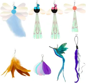 8 Pieces Cat Feather Toys Replacement Bird Insect Cat Toy Wand Refills Cats Toy Replacement Natural Bird Feathers for Cats Toys
