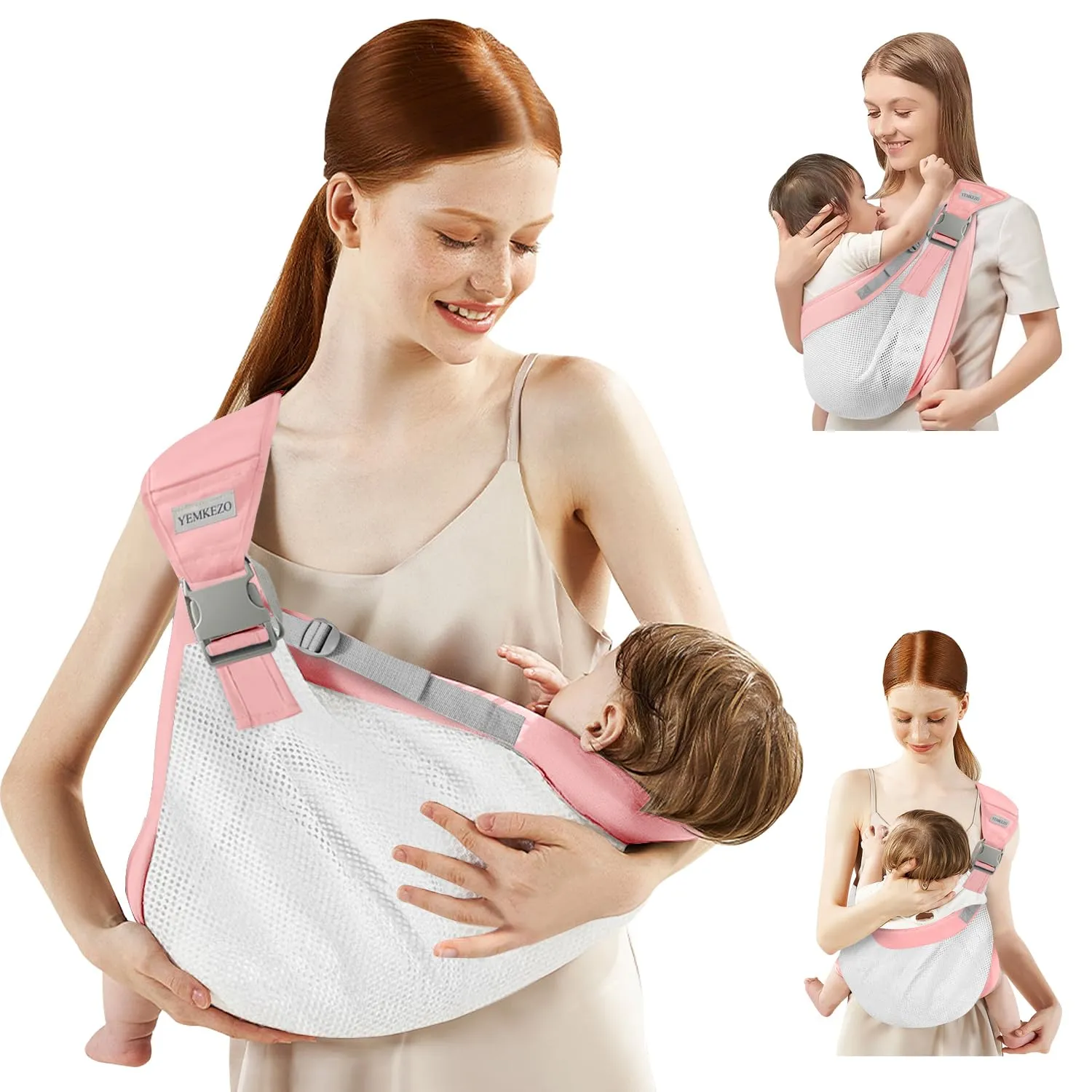 Baby Sling Carrier Newborn to Toddler,Updated Adjustable One Shoulder Labor-Saving Baby Holder Carrier,Tollder Sling Carrying 7-45 lbsSummer-Pink5