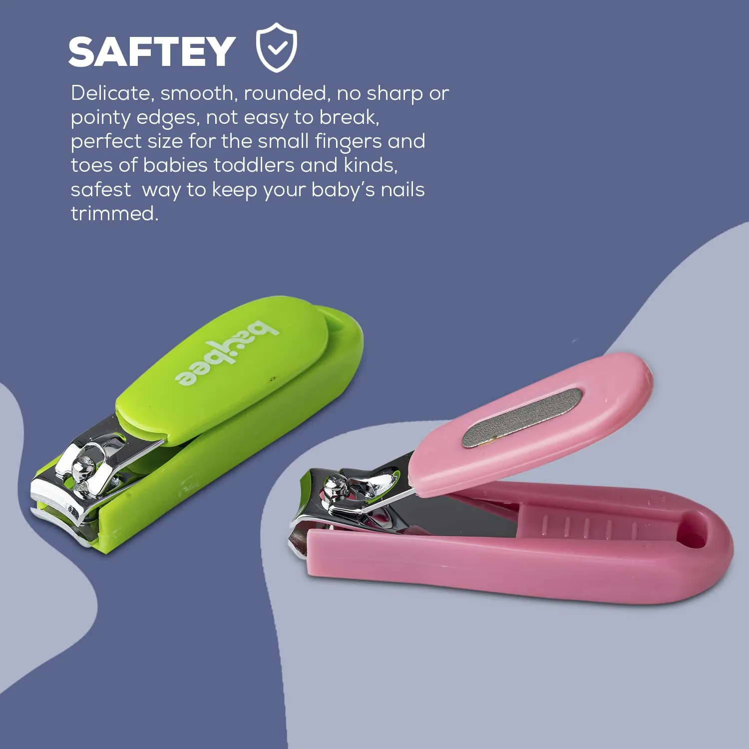 Baybee Baby Nail Clipper, Safety Nail Cutter for New Born Babies - Pack of 2