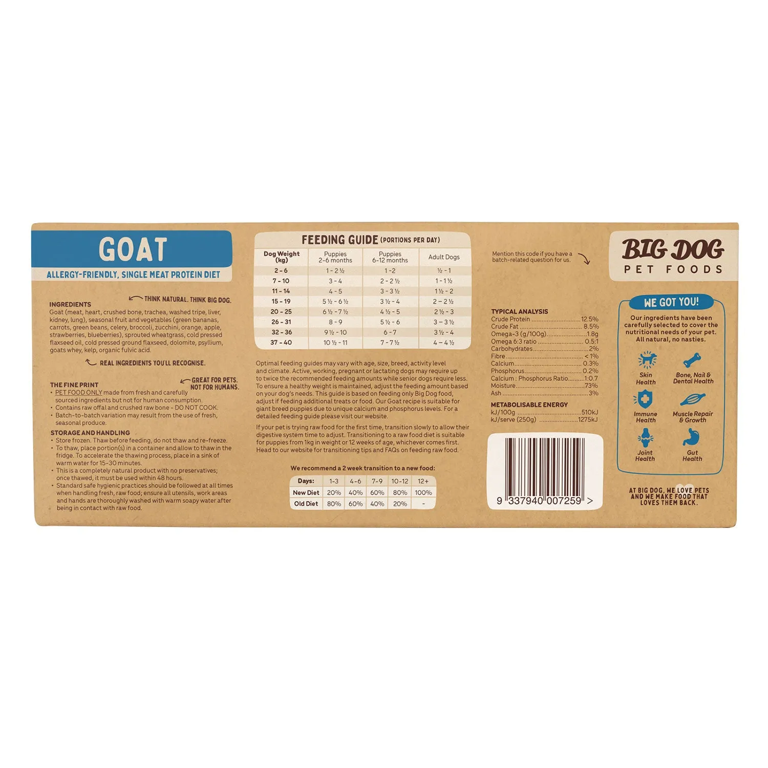 Big Dog Goat Raw Dog Food 3kg