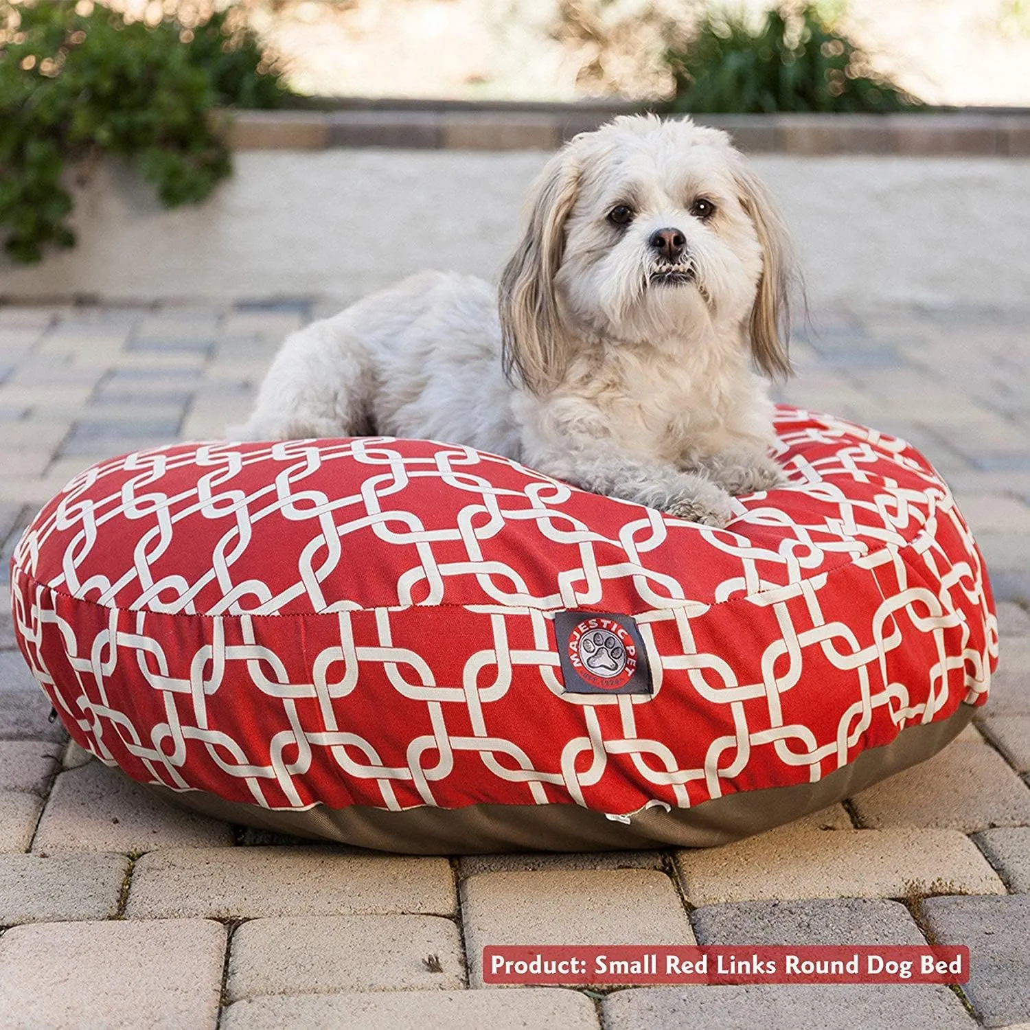 Black Links Large Round Indoor Outdoor Pet Dog Bed With Removable Washable Cover By Majestic Pet Products