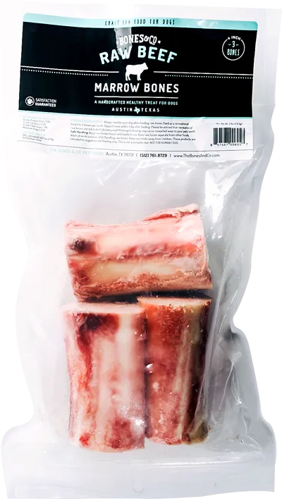 Bones & Co 4" Beef Marrow Bones, Dog Chew, 3pk