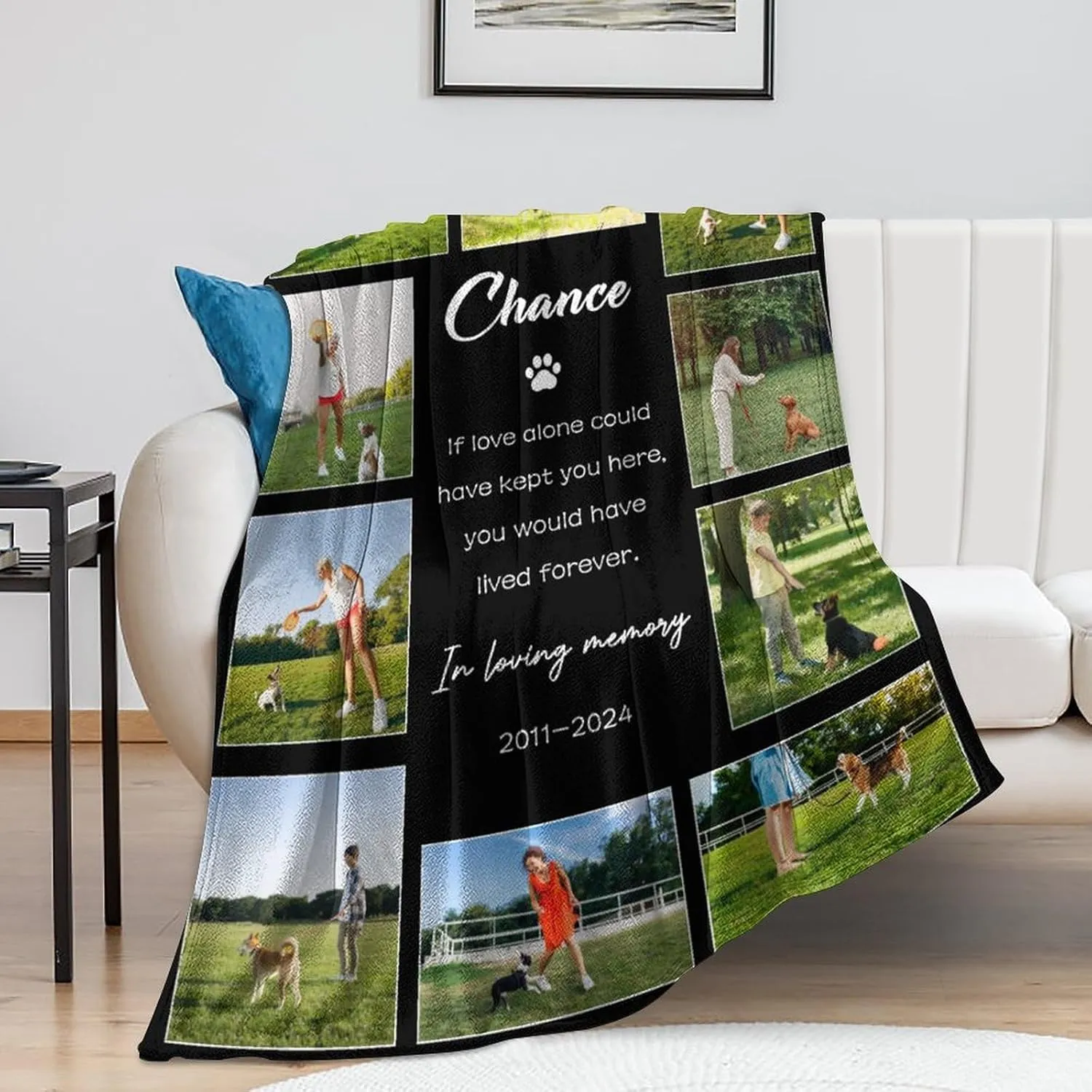 Custom Dog Blanket Personalized Pet Memorial Blanket in Memory of Dog Photo Blanket - Pet Memorial Gifts for Loss of Dog, Loss of Pet Remembrance Gift, in Loving Memory Blanket for Pet Owner Dog Lover