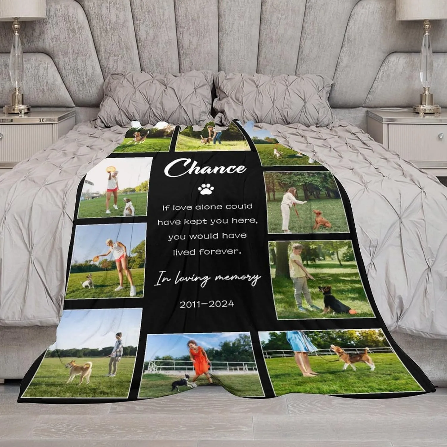 Custom Dog Blanket Personalized Pet Memorial Blanket in Memory of Dog Photo Blanket - Pet Memorial Gifts for Loss of Dog, Loss of Pet Remembrance Gift, in Loving Memory Blanket for Pet Owner Dog Lover