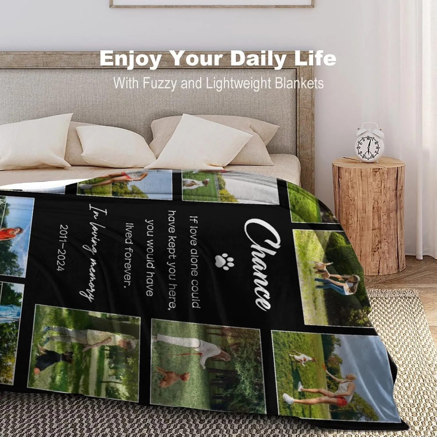 Custom Dog Blanket Personalized Pet Memorial Blanket in Memory of Dog Photo Blanket - Pet Memorial Gifts for Loss of Dog, Loss of Pet Remembrance Gift, in Loving Memory Blanket for Pet Owner Dog Lover