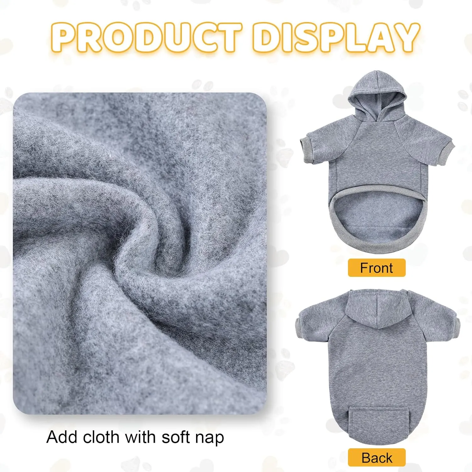 Dog Hoodies, Dog Sweatshirt Sweater for Medium Large Dogs Cats Puppys, Dog Winter Clothes Coat Warm and Soft, Soft Brushed Fleece Dog Clothes Dog Hoodie Sweatshirt with Pocket (Gray, XL)