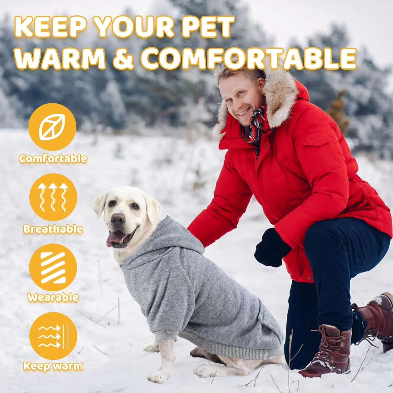 Dog Hoodies, Dog Sweatshirt Sweater for Medium Large Dogs Cats Puppys, Dog Winter Clothes Coat Warm and Soft, Soft Brushed Fleece Dog Clothes Dog Hoodie Sweatshirt with Pocket (Gray, XL)