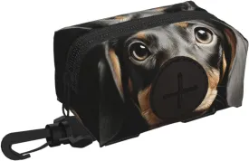 Dog Poop Bag Holder For Leash, Lightweight Dispenser For Pet Waste Bags Pad Dachshund Puppy Potty Carrier Small Doggy Zipper Pouch With Carabiner Clip