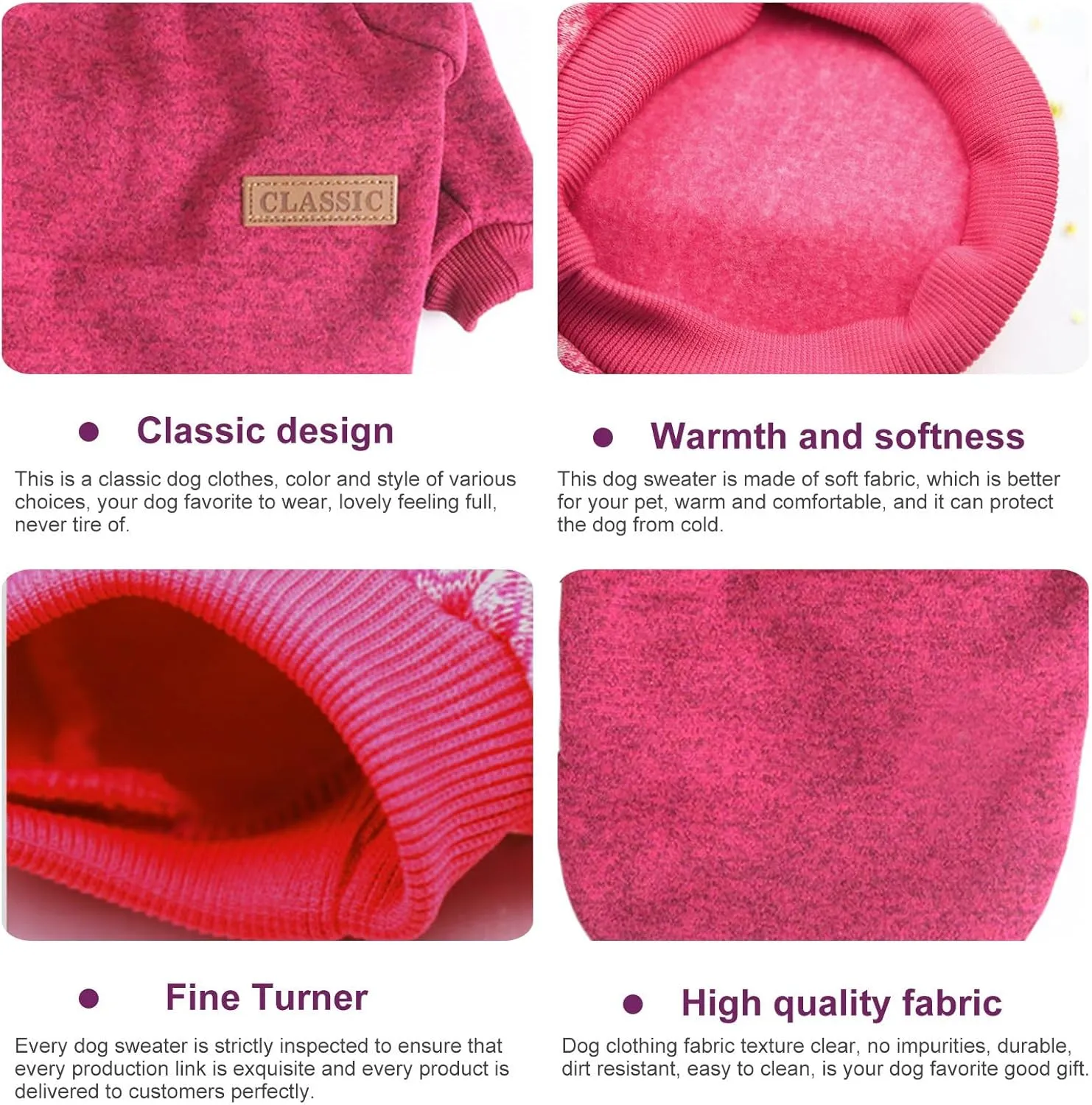 Dog Sweaters for Small/Medium/Large Dogs Stylish Cat Sweater Warm Pet Apparel for Spring/Fall/Winter(Wine red, L)