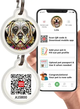Dog Tags for Pets - Silicone QR Code Pet ID Tags for Dogs & Cats - Silent Dog Name Tag and Cat Name Tag for Your Pet - Puppy Name Tag for Dog Collar - Dog Identification Tags (Dog Skull)