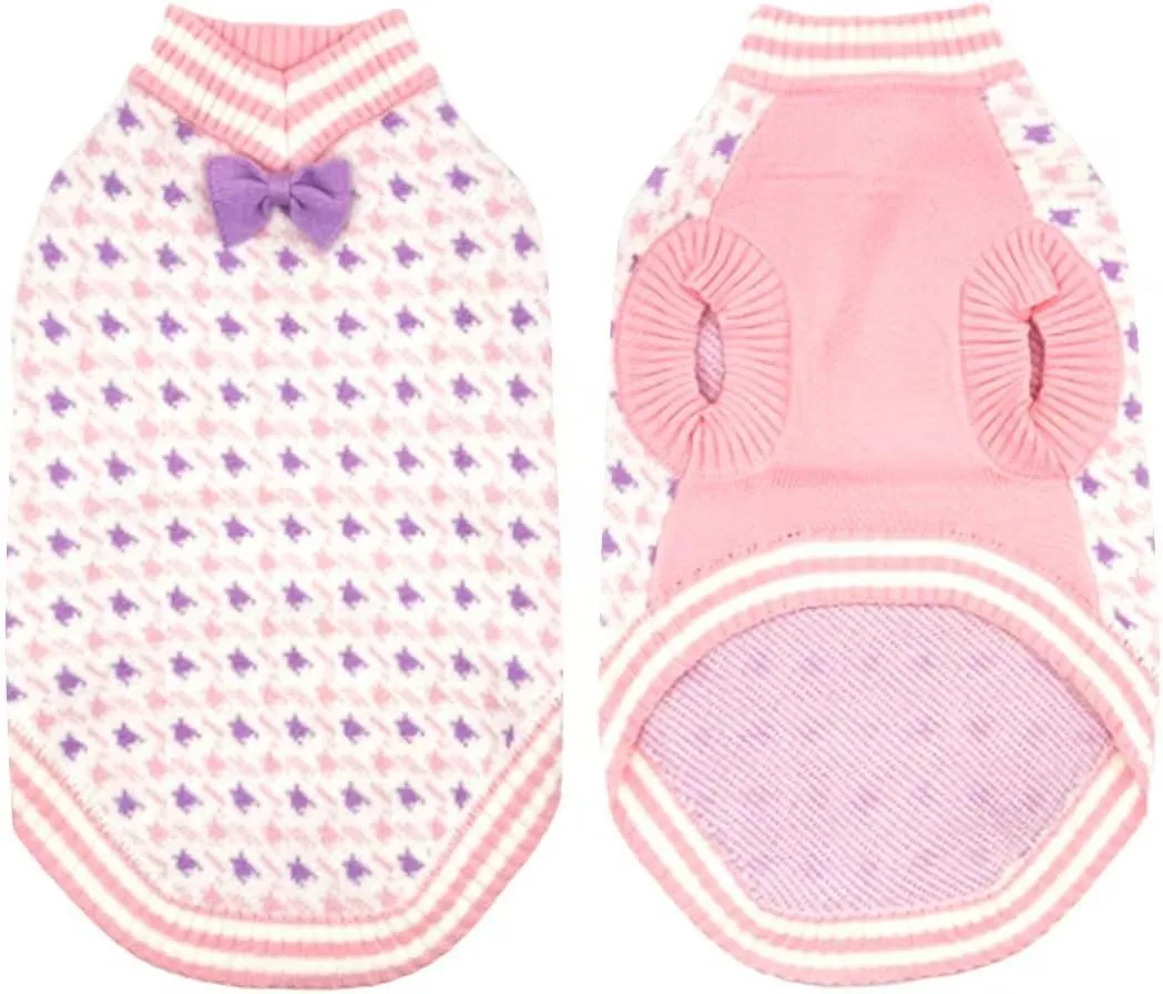 Dogs Sweater for Extra-Small Dog Girls, Soft Puppy Valentines Day Clothes Winter Weather Pet Outfit for Doggie Kitten Small XXS XS Cat Sweaters Apparel (Pink, S)