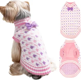 Dogs Sweater for Extra-Small Dog Girls, Soft Puppy Valentines Day Clothes Winter Weather Pet Outfit for Doggie Kitten Small XXS XS Cat Sweaters Apparel (Pink, S)