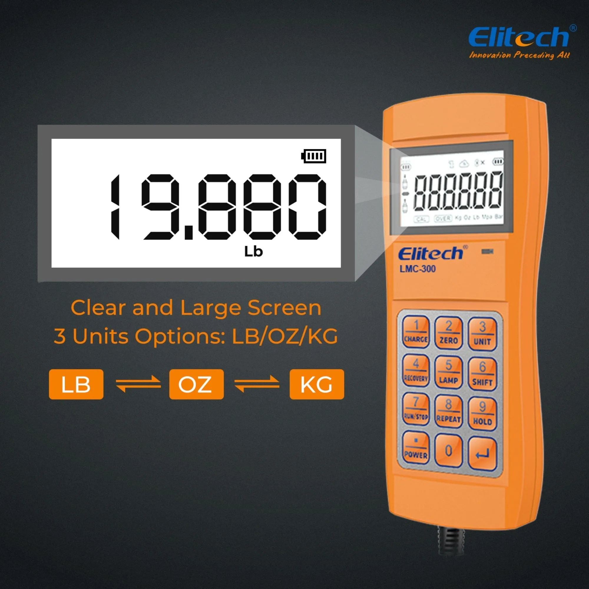 Elitech LMC-200 Electronic HVAC Refrigerant Charging Weight Scale Wired Remote 220lbs/100kgs