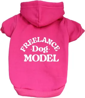 Freelance Dog Model Dog Hoodie | Fleece Lined |Leash Hole| Funny Photoshoot Prop|Hot Pink, X-Small 1355