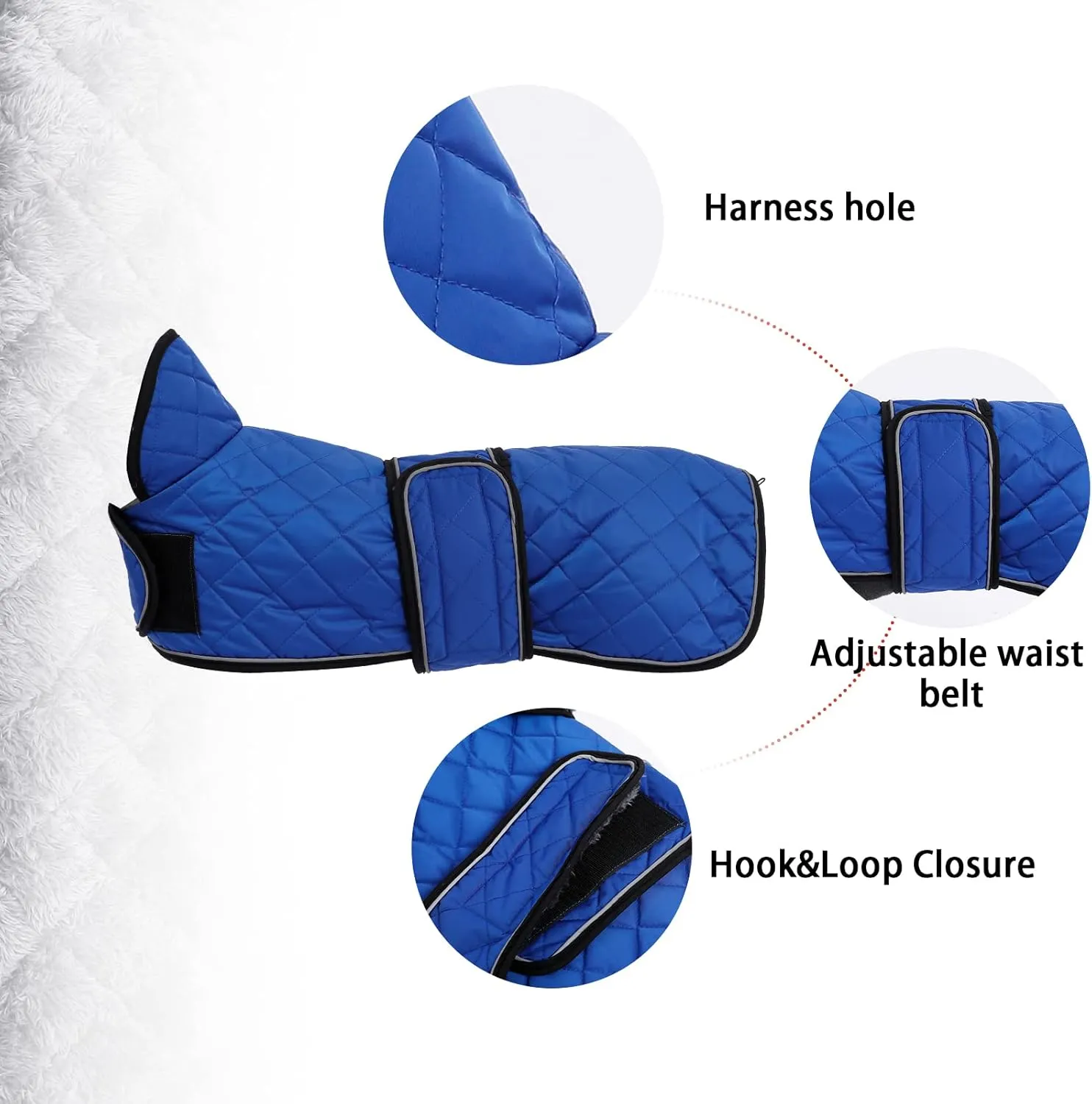 Geyecete Warm Thermal Quilted Dachshund Coat, Dog Winter Coat with Warm Fleece Lining, Outdoor Dog Apparel with Adjustable Bands for Medium, Large Dog-Blue-S