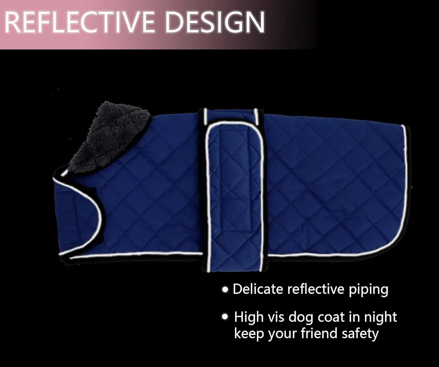 Geyecete Warm Thermal Quilted Dachshund Coat, Dog Winter Coat with Warm Fleece Lining, Outdoor Dog Apparel with Adjustable Bands for Medium, Large Dog-Blue-S