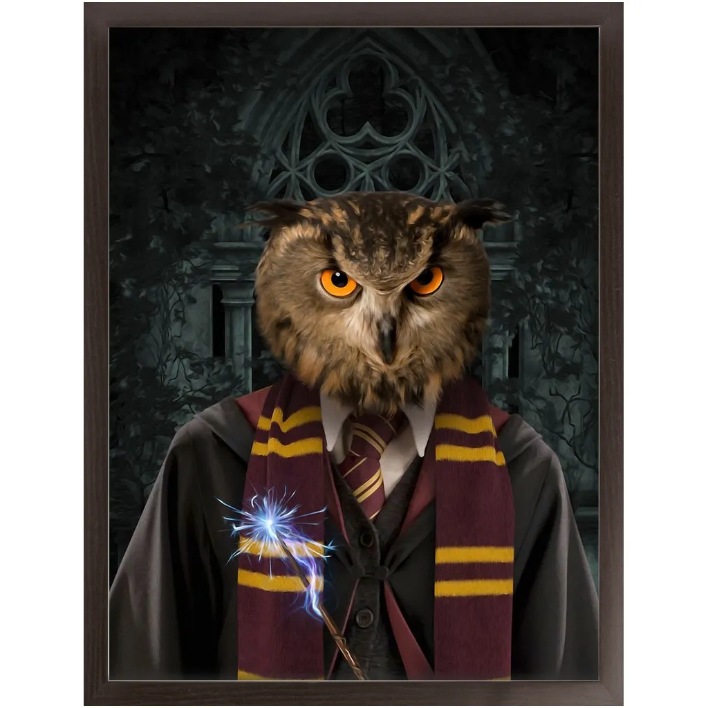 Gryfting Away - Harry Potter Inspired Custom Pet Portrait Framed Satin Paper Print