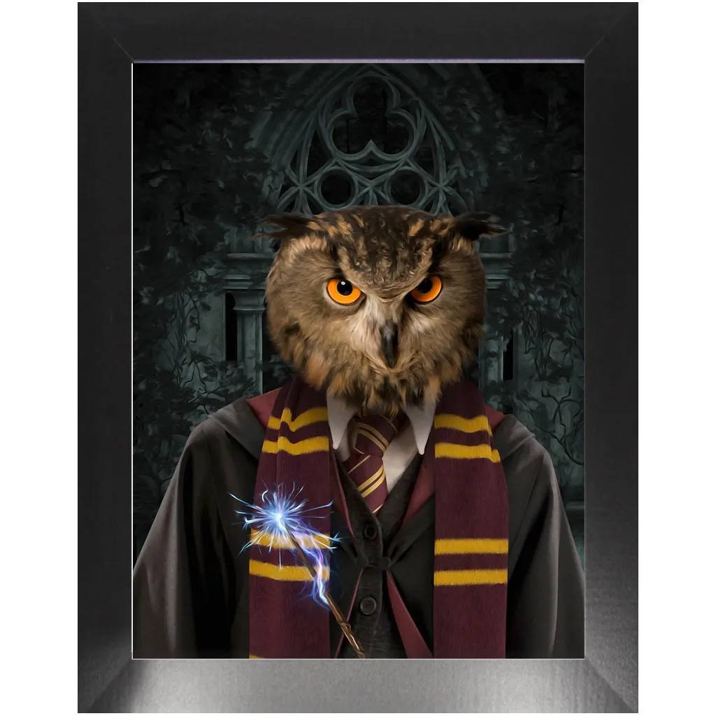 Gryfting Away - Harry Potter Inspired Custom Pet Portrait Framed Satin Paper Print