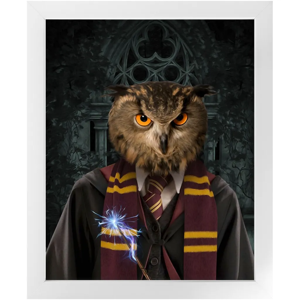Gryfting Away - Harry Potter Inspired Custom Pet Portrait Framed Satin Paper Print