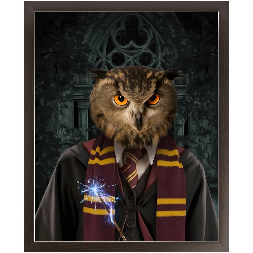 Gryfting Away - Harry Potter Inspired Custom Pet Portrait Framed Satin Paper Print