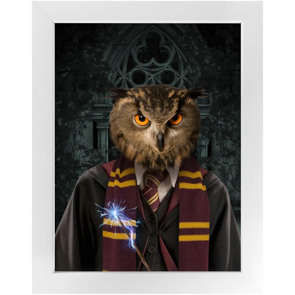 Gryfting Away - Harry Potter Inspired Custom Pet Portrait Framed Satin Paper Print