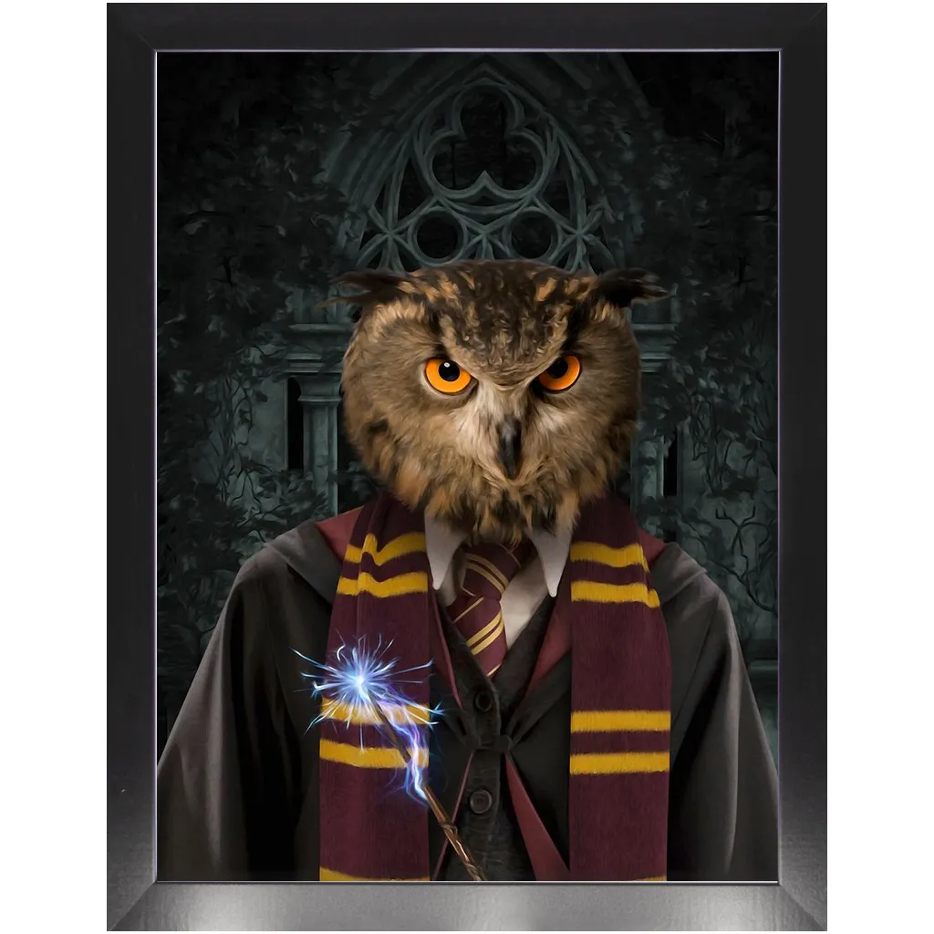 Gryfting Away - Harry Potter Inspired Custom Pet Portrait Framed Satin Paper Print