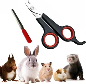 HAICHEN TEC Rabbit Nail Clippers and Trimmers Stainless Steel Pet Claw Grinding Scissors for Small Breeds Cats Guinea Pig Puppy Ferret Hamsters Chinchilla Sugar Glider Grooming Tool Set (Black)