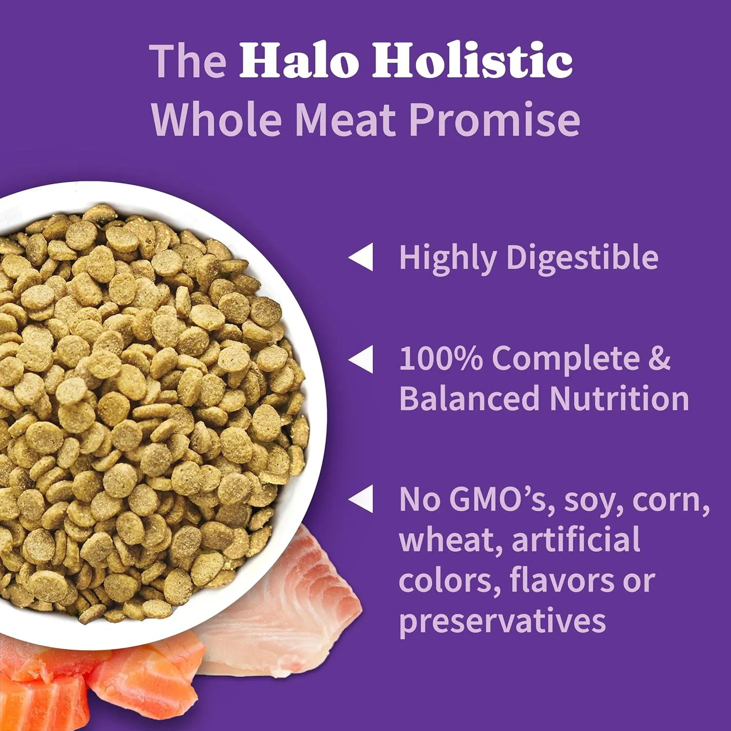 Halo Holistic Small Breed Dog Food, Wild Caught Salmon & Whitefish Recipe, Grain Free Dry Dog Food, for Healthy Weight Support, 3.5 lb Bag
