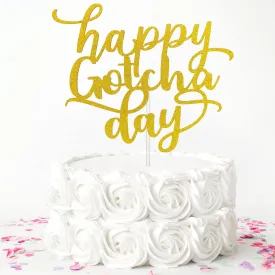 Happy Gotcha Day Cake Topper, Glitter Adoption Birthday Cake Dcor, Child Pet Adoption Anniversary Party Supplies, The Day I Got You Party Decoration Supplies