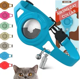 Hypoallergenic Apple Airtag Cat Collar with Breakaway Clasp, Bell & ID Tag. Compatible with Airtag. Waterproof & Lightweight cat Collar airtag Holder. Durable & Tear Resistant Cat Airtag Collar.