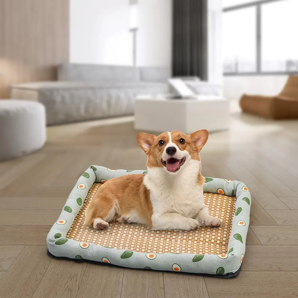 Ice Rattan Cooling Bed for Cats Dogs, Pet Ice Pad Mat Pet Cooling Mat, Summer Cooling Pet Mat Ice Pad Sleeping Mats, Cool Pad Cushion Dog Cat Puppy Blanket Pet Self Cooling Pad (40*30CM, A_Pink)