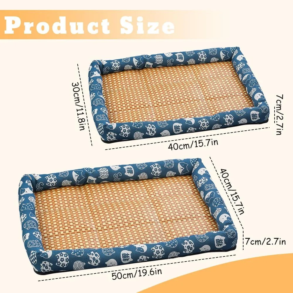 Ice Rattan Cooling Bed for Cats Dogs, Pet Ice Pad Mat Pet Cooling Mat, Summer Cooling Pet Mat Ice Pad Sleeping Mats, Cool Pad Cushion Dog Cat Puppy Blanket Pet Self Cooling Pad (40*30CM, A_Pink)
