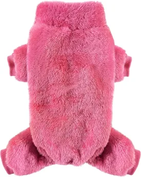 Idepet Velvet Dog Pajamas, Turtleneck Dog Sweater Fuzzy Plush Onesie Soft Cat Apparel Pet Clothes Winter Outfit Doggy Pjs Puppy Jumpsuit for Small Dogs Cats (Rosered,XL)