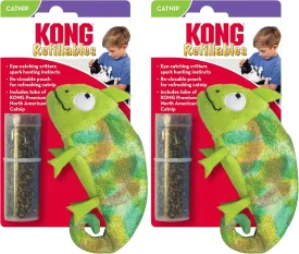 KONG Refillables Catnip Toys, Assorted 2-Pack  Plush Cat Toys with Refillable Catnip Pouch & Premium North American Catnip (Chameleon 2 Pack)