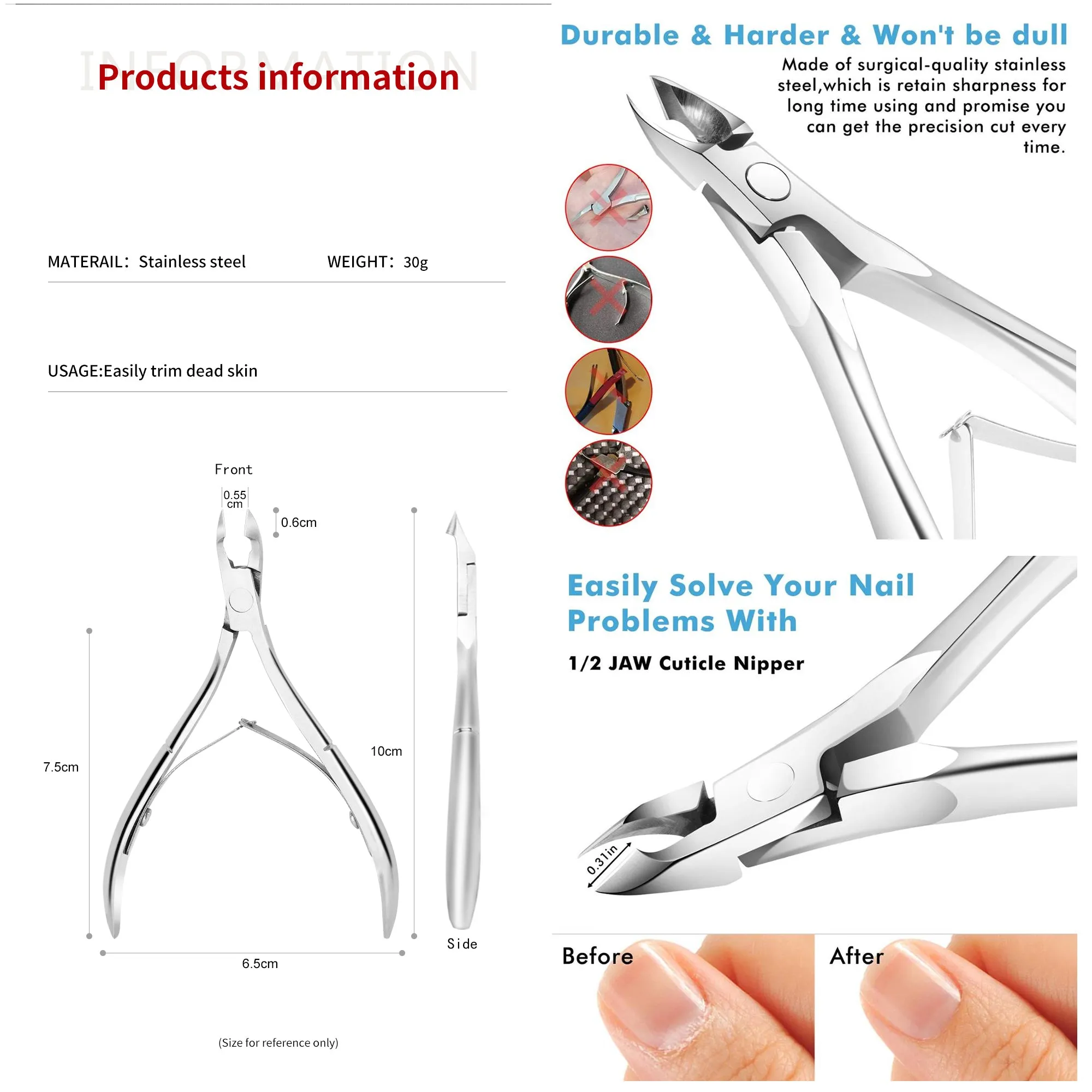Kulis - Stainless Sharp Edge Cuticle Cutter - Premium Quality