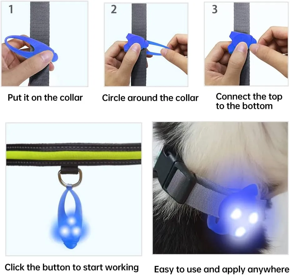 LaRoo Dog Lights for Night Walking,Led Dog Collar Lights for Nighttime Clip On Light up Dog Collar